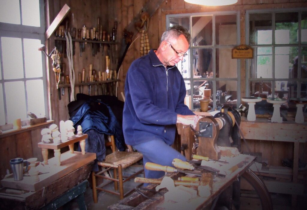 man working in his shed